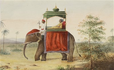 Lot 146 - Two Indian watercolours of elephants