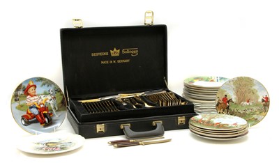 Lot 187 - A gold plated Solingen canteen of cutlery