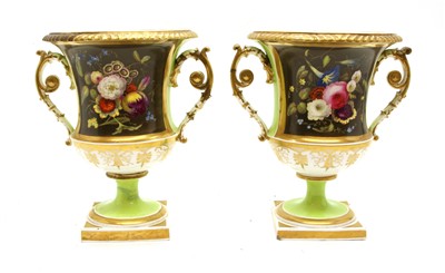 Lot 361 - A pair of Regency period porcelain Campana urns