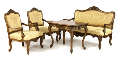 Lot 591 - An Austrian walnut three piece salon suite