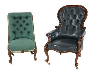 Lot 550 - A Victorian mahogany leather upholstered library armchair