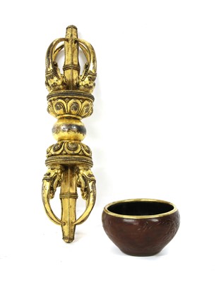 Lot 1110 - A Chinese bronze Buddhist vajra