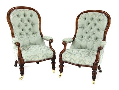 Lot 508 - A near pair of William IV mahogany library chairs