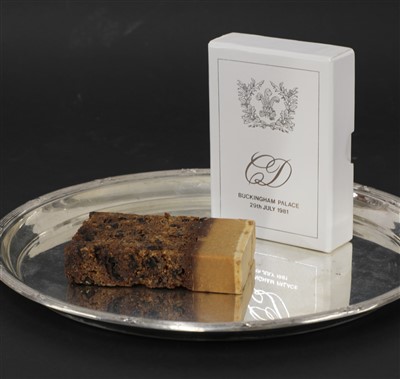 Lot 78 - PRINCESS DIANA AND PRINCE CHARLES WEDDING CAKE SLICE