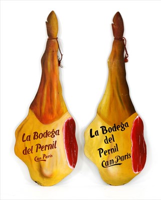 Lot 490 - PAIR OF LARGE SPANISH HAM HANGING ADVERTISING SIGNS
