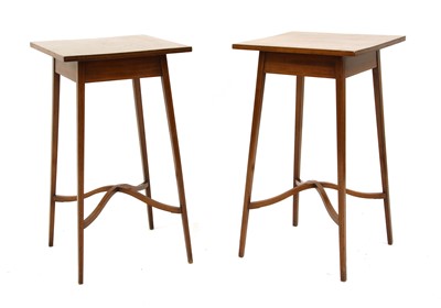 Lot 511 - A pair of early 20th century inlaid mahogany lamp tables