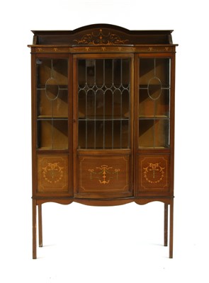 Lot 604 - An Edwardian strung and painted mahogany display cabinet