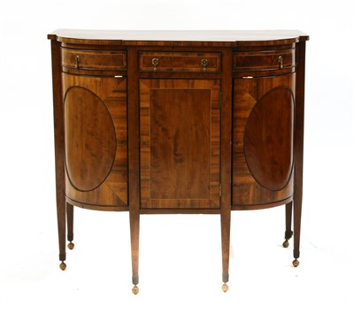 Lot 602 - An Edwardian strung and crossbanded mahogany bow front cabinet