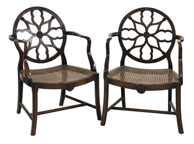 Lot 846 - A pair of 18th century style mahogany armchairs