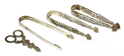 Lot 49 - A pair of silver sugar tongs