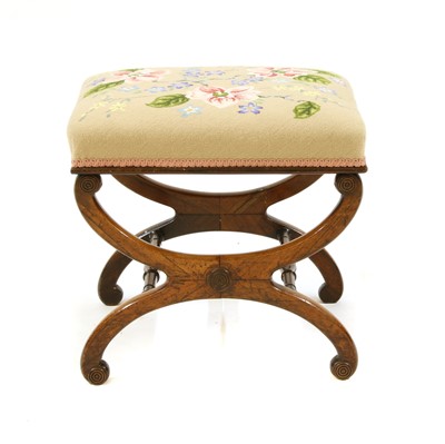 Lot 556 - A Victorian rosewood 'X' frame stool