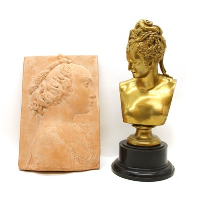 Lot 272 - A bronze bust of a lady in ornate headdress