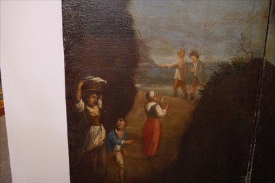Lot 616 - A large painted four-fold screen