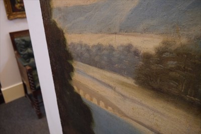 Lot 616 - A large painted four-fold screen