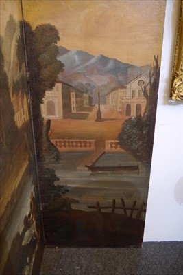 Lot 616 - A large painted four-fold screen