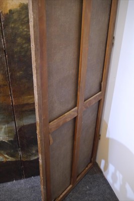 Lot 616 - A large painted four-fold screen