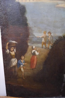 Lot 616 - A large painted four-fold screen