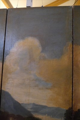 Lot 616 - A large painted four-fold screen