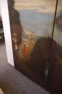 Lot 616 - A large painted four-fold screen