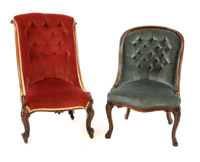 Lot 630 - Two Victorian low easy chairs