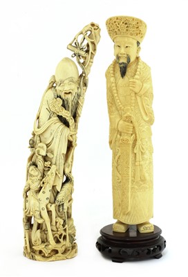 Lot 134 - Two Chinese carved ivory figures