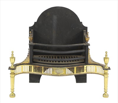 Lot 916 - A cast iron and brass serpentine fire basket