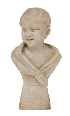 Lot 222 - A carved alabaster figure of a boy