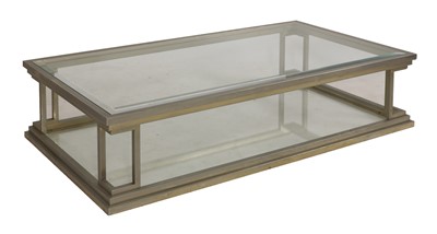 Lot 804 - A nickel-plated metal and brass coffee table