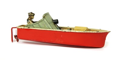 Lot 1169 - A tinplate clockwork motor launch speed boat