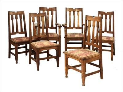 Lot 44 - A set of six Arts & Crafts oak chairs