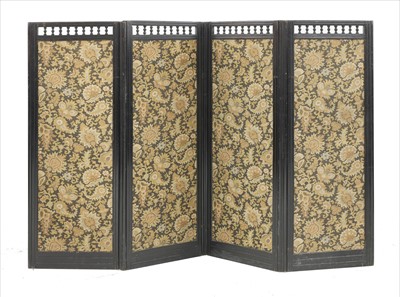 Lot 574A - An Aesthetic ebonised four-fold screen