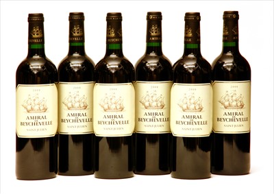 Lot 317 - Amiral de Beychevelle, Saint-Julien, 2008, six bottles