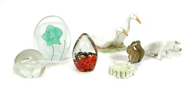 Lot 1299 - A Copehagen group of two geese a pig and a squirrel