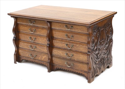 Lot 6 - An oak ten-drawer music cabinet