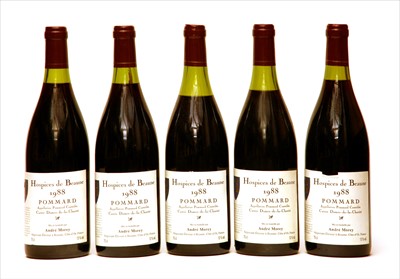 Lot 231 - André Morey, Hospices de Beaune, Pommard, 1988, five bottles