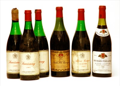 Lot 237 - Assorted Red Burgundy: Santenay, 1968, three bottles and others, six bottles total