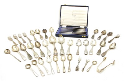 Lot 1081 - A collection of silver flatware