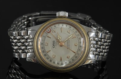 Lot 394 - A mid-size stainless steel and gold Oris 'Big Crown' automatic bracelet watch