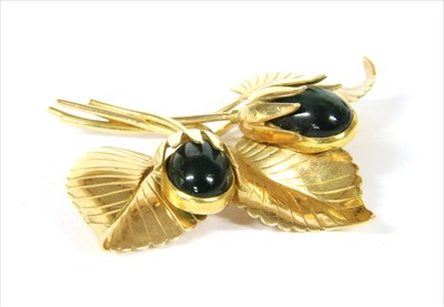 Lot 51 - A Swedish 18ct gold tourmaline spray brooch, c.1950