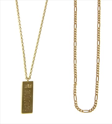 Lot 13 - A 9ct gold ingot pendant