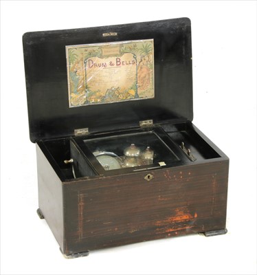 Lot 483 - A late 19th century drum and bells music box