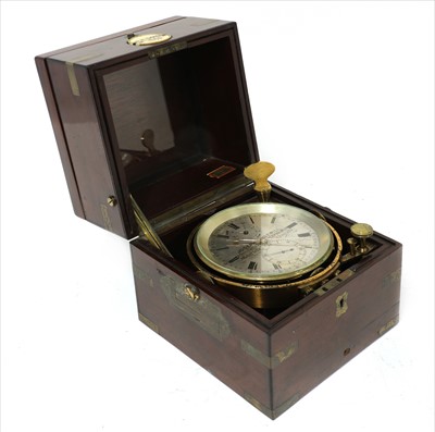 Lot 215 - A two-day lacquered brass marine chronometer