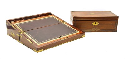 Lot 464 - Two 19th century mahogany and brass bound writing boxes