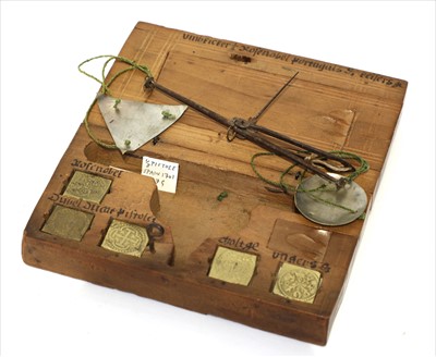 Lot 1142 - A fruitwood cased coin scale