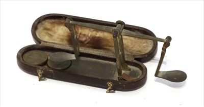 Lot 1156 - A brass equal arm balance