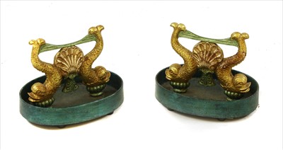 Lot 905 - A pair of painted cast iron boot scrapers