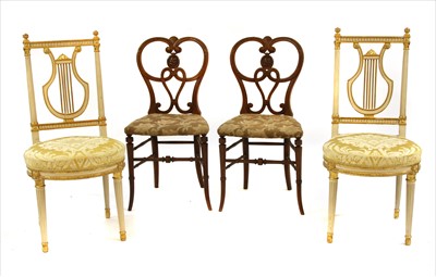 Lot 692 - A pair of Louis XVI style painted single chairs
