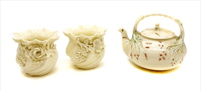 Lot 172 - A Belleek teapot and cover