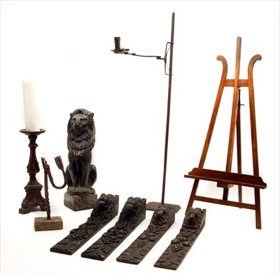 Lot 443 - A carved softwood pricket candlestick