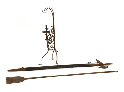 Lot 538 - Arts and Crafts wrought iron kettle stand